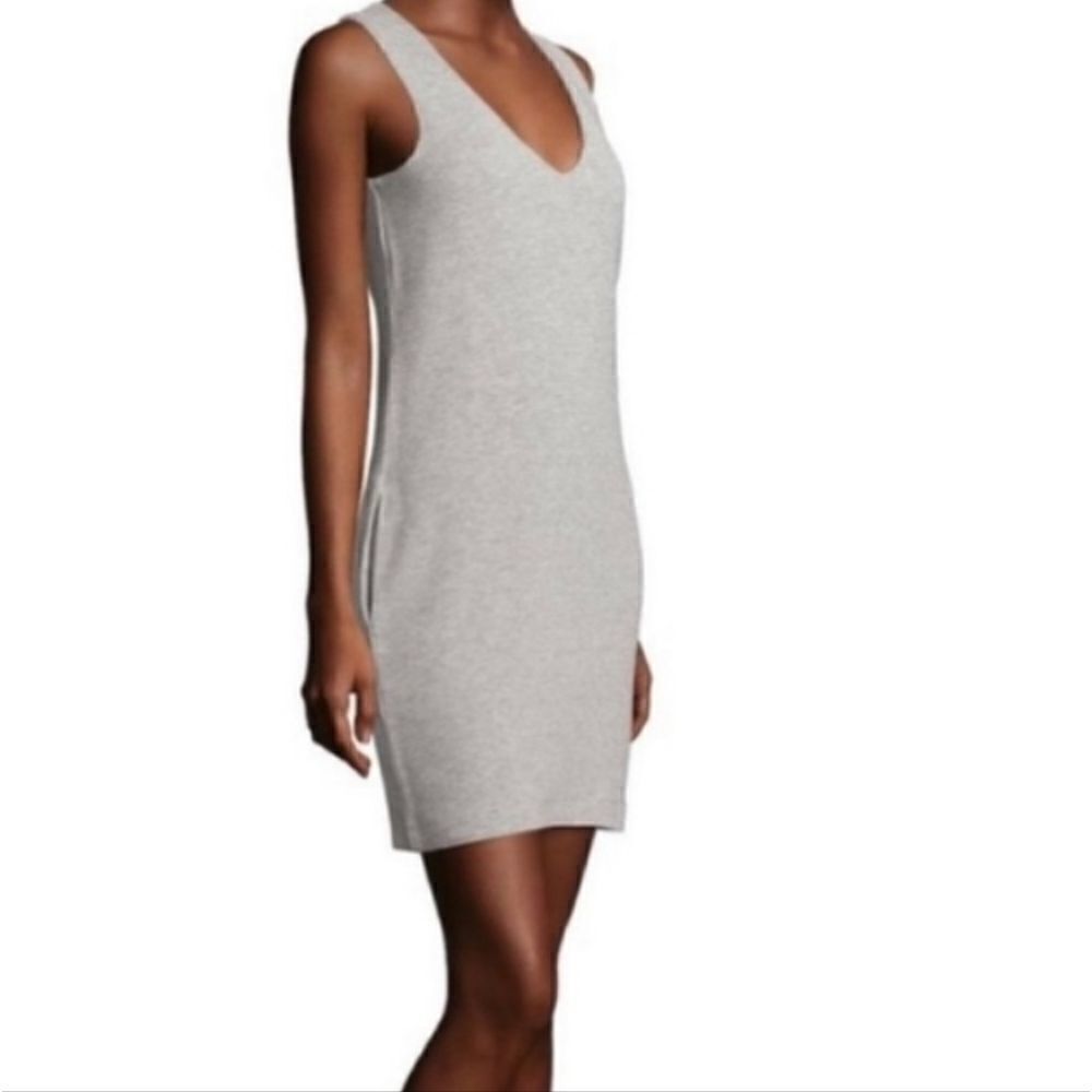 French Connection Grey Ribbed Tank Dress Pockets Womens 10 NWT